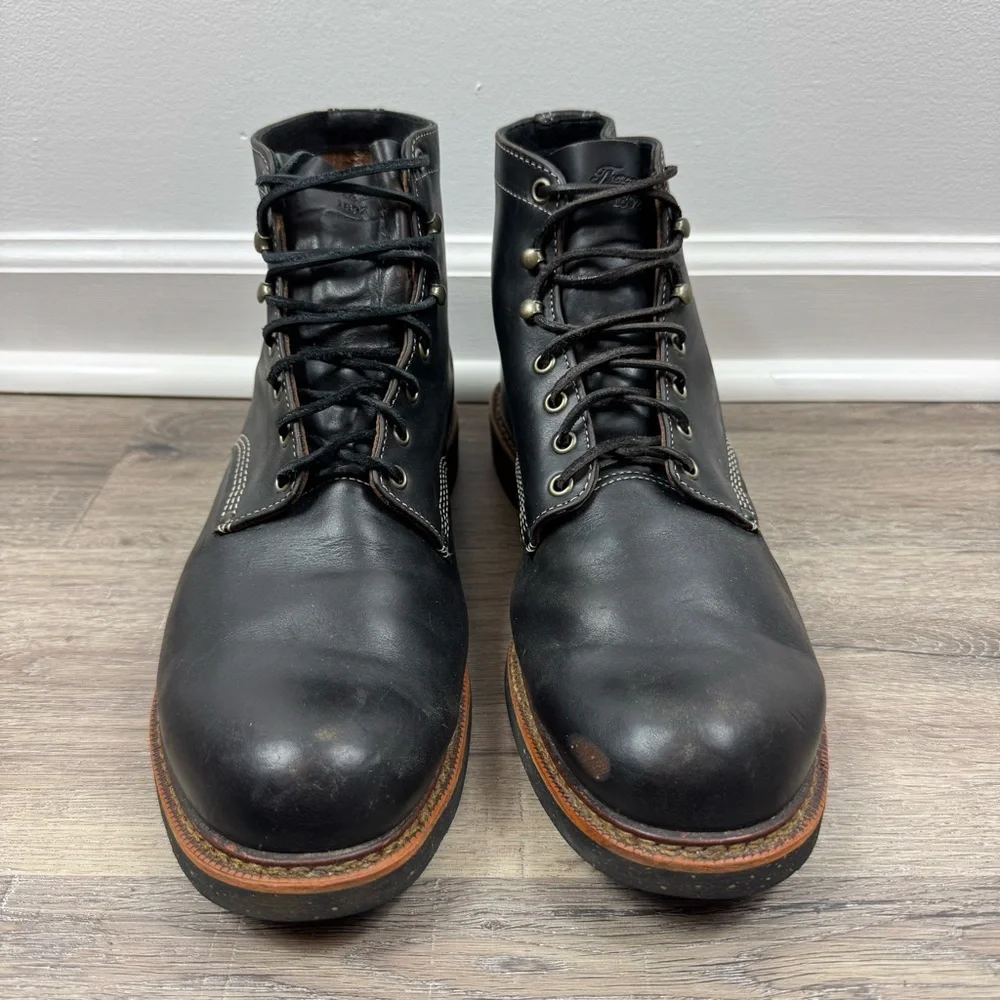 Thorogood 1892 Beloit Black Leather Boots Men’s Size 13 Work Cork Lace Up - Picture 3 of 15